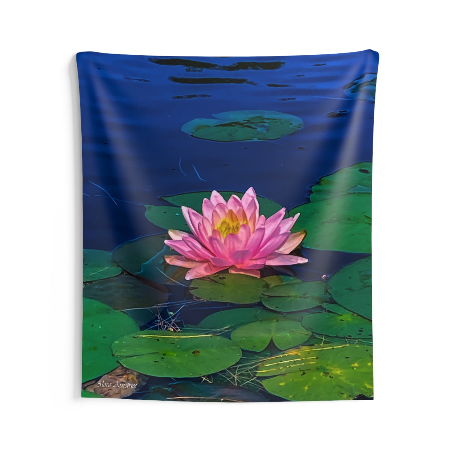 Water Lily Wall Tapestry — Pink Lotus Pond Botanical Decor