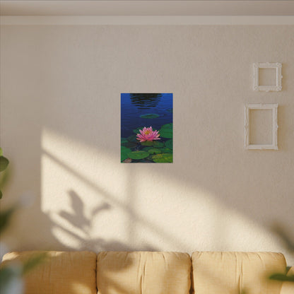 Water Lily Canvas Print — Pink Lotus Pond Wall Art (Matte Stretched)