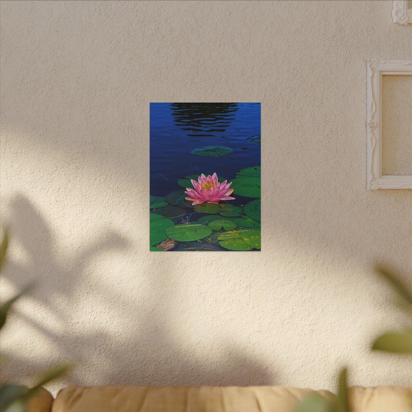 Water Lily Canvas Print — Pink Lotus Pond Wall Art (Matte Stretched)