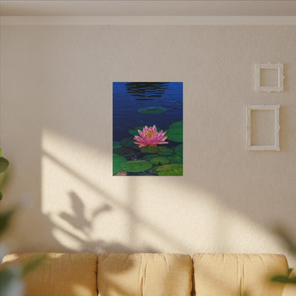 Water Lily Canvas Print — Pink Lotus Pond Wall Art (Matte Stretched)