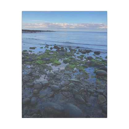 Coastal Rock Beach Matte Canvas Print — Serene Ocean Wall Art