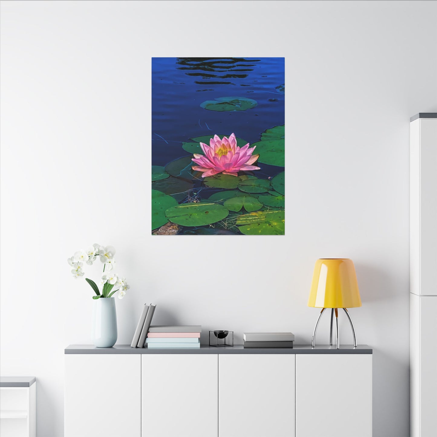 Water Lily Canvas Print — Pink Lotus Pond Wall Art (Matte Stretched)