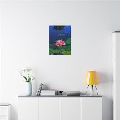 Water Lily Canvas Print — Pink Lotus Pond Wall Art (Matte Stretched)