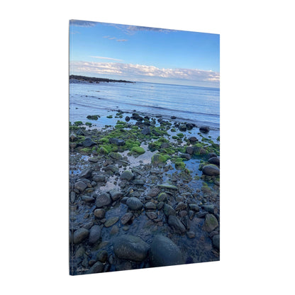 Coastal Rock Beach Matte Canvas Print — Serene Ocean Wall Art