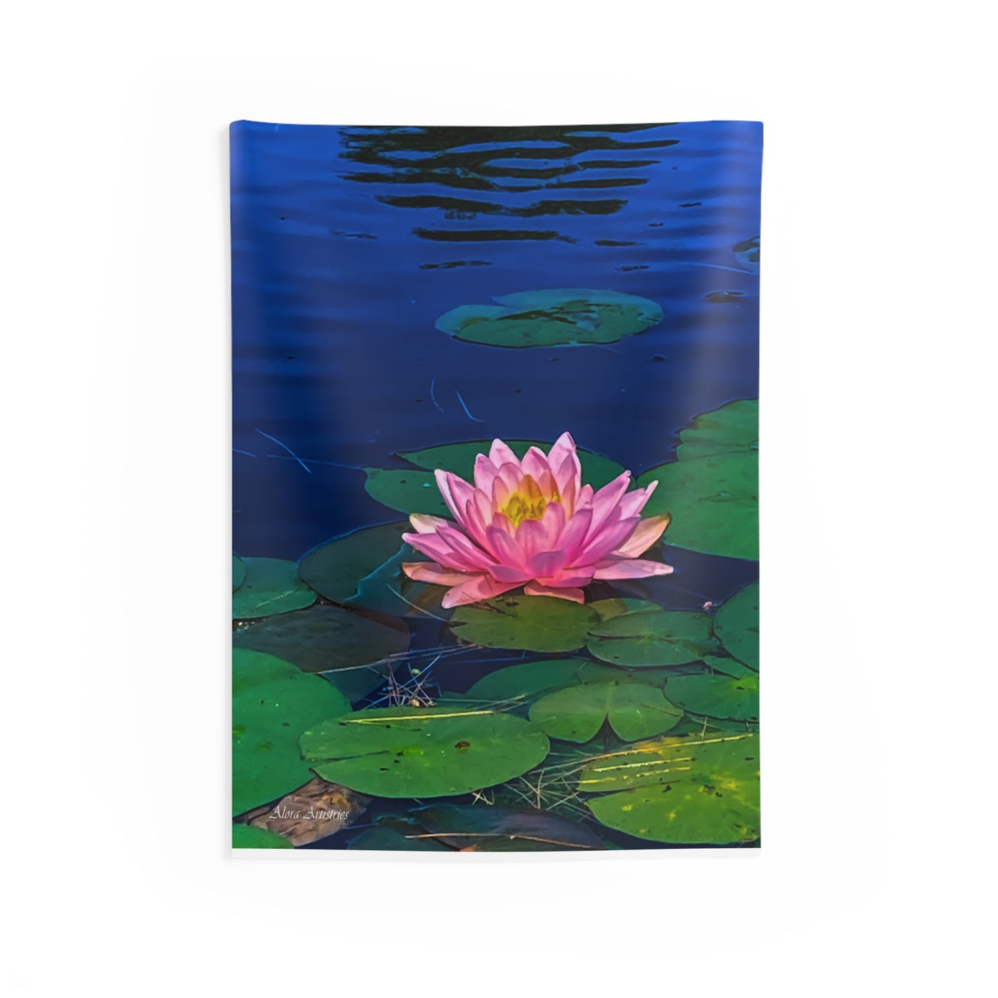 Water Lily Wall Tapestry — Pink Lotus Pond Botanical Decor