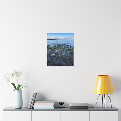 Coastal Rock Beach Matte Canvas Print — Serene Ocean Wall Art