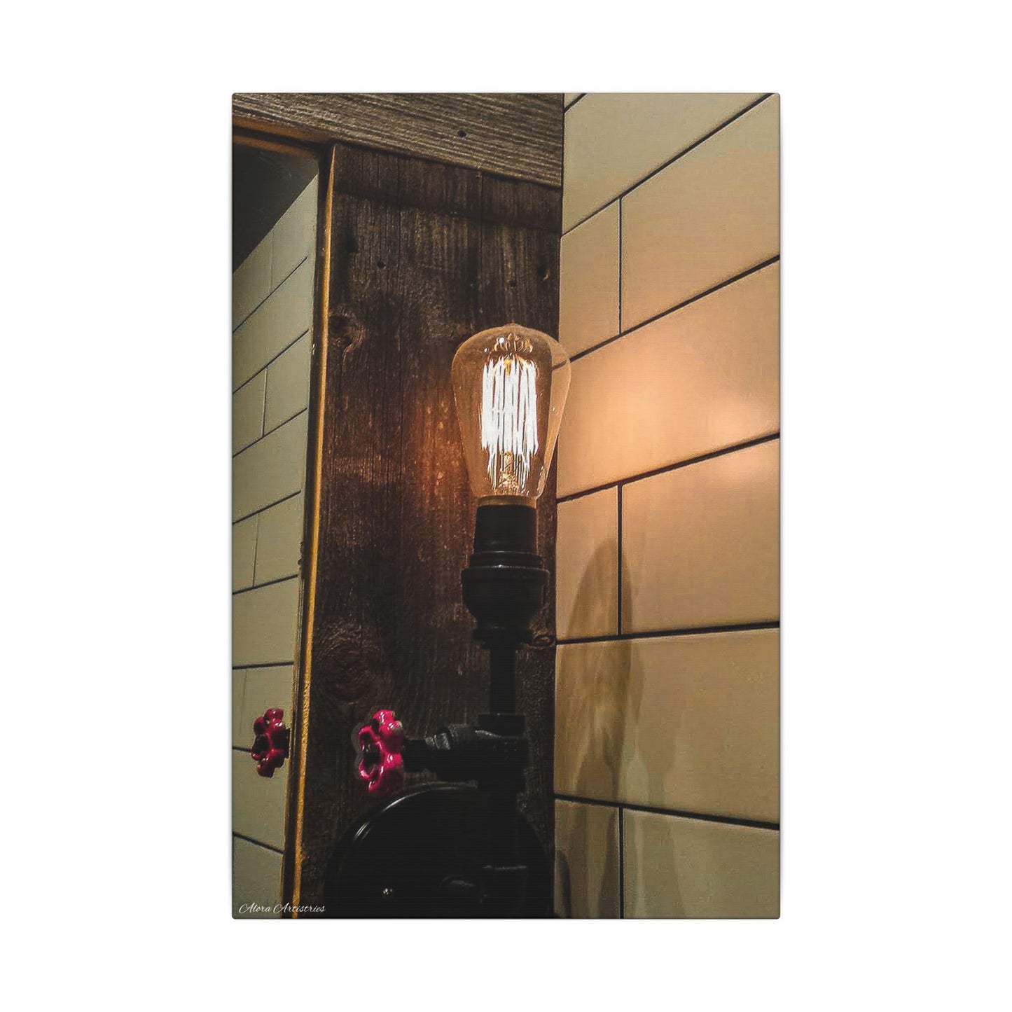 Vintage Gas Station Incandescent Light Matte Canvas Wall Art