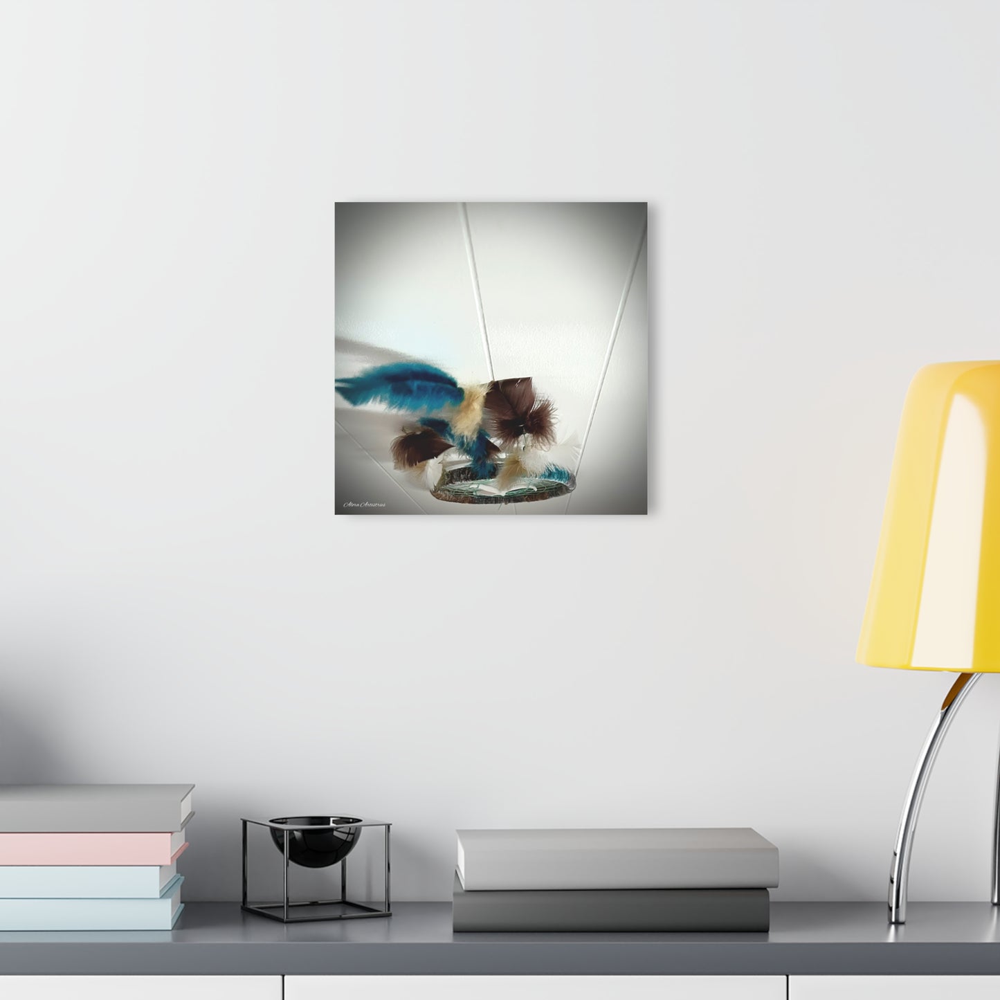 Dreamcatcher Acrylic Print — Chocolate Brown & Teal Boho Wall Art (French Cleat Hanging)