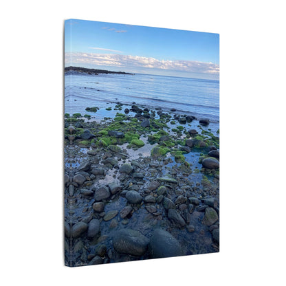 Coastal Rock Beach Matte Canvas Print — Serene Ocean Wall Art