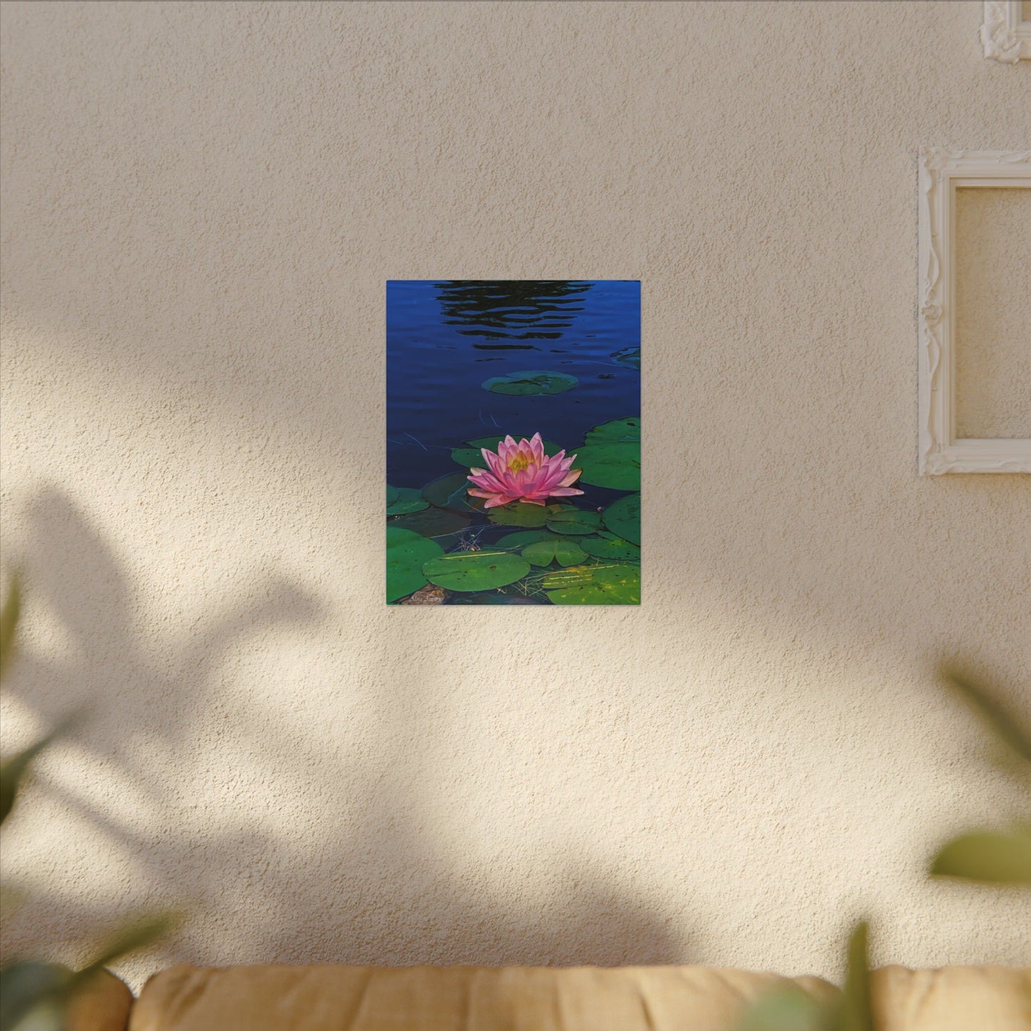 Water Lily Canvas Print — Pink Lotus Pond Wall Art (Matte Stretched)