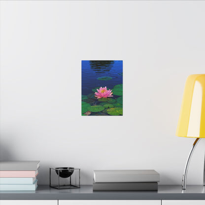 Water Lily Canvas Print — Pink Lotus Pond Wall Art (Matte Stretched)