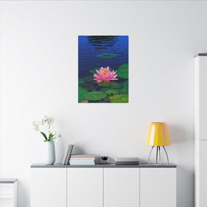 Water Lily Canvas Print — Pink Lotus Pond Wall Art (Matte Stretched)