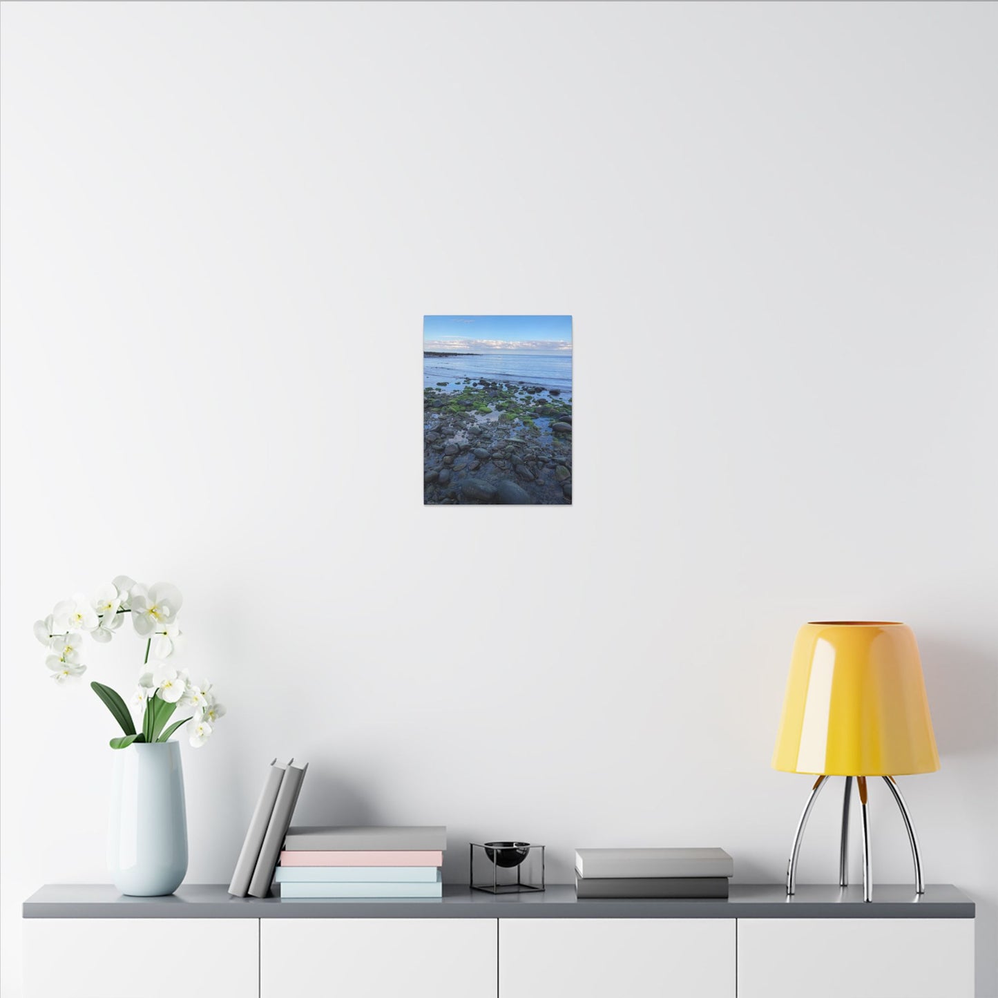 Coastal Rock Beach Matte Canvas Print — Serene Ocean Wall Art