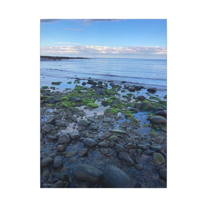Coastal Rock Beach Matte Canvas Print — Serene Ocean Wall Art